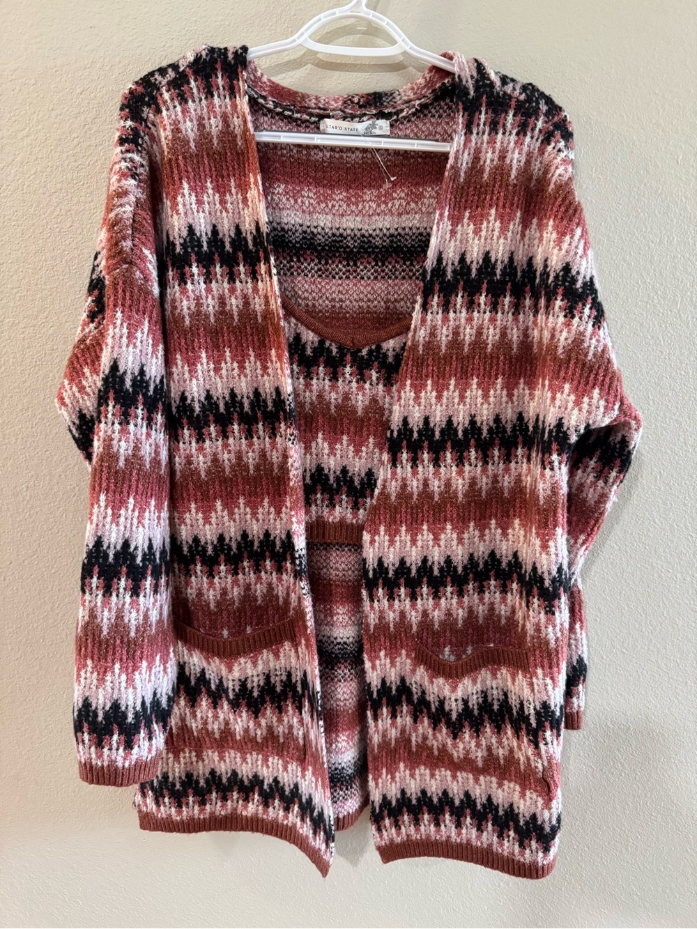NWOT-Altar'd State 2pc Cozy Knit Open Front Pocket Cardigan and Crop Cami Set